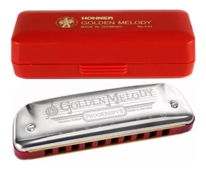 armonica diatonica blusera,HOHNER modelo GOLDEN MELODY,alemanas originales,con estuche