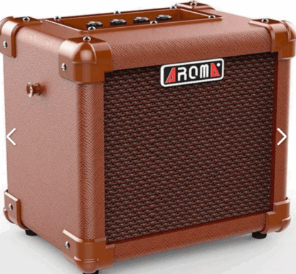 Amplificador para guitarra acústica AROMA de 10W,con dos entradas una para guitarra otra para micrófono,con volumen individual,salida auricular,entrada auxiliar