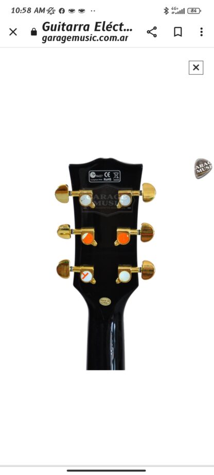 Guitarra eléctrica PARQUER lujo accesorios dorados tipo les paul - Imagen 3