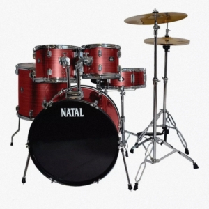 Batería NATAL by MARSHALL cinco cuerpos con fierros,platillos ,banqueta,llave afinar,palillos incluidos