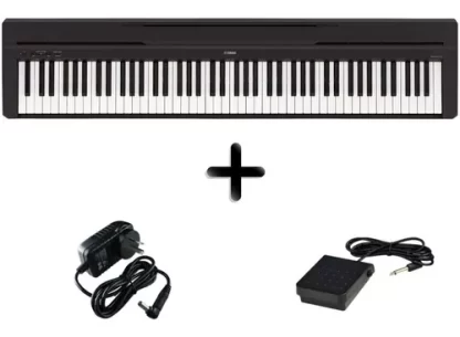 piano YAMAHA P45 teclas con accion martillo profesional,portatil,once kilos ymedio,incluye fuente de alimentacion y pedal,12 sonidos alta calida,entrada usb