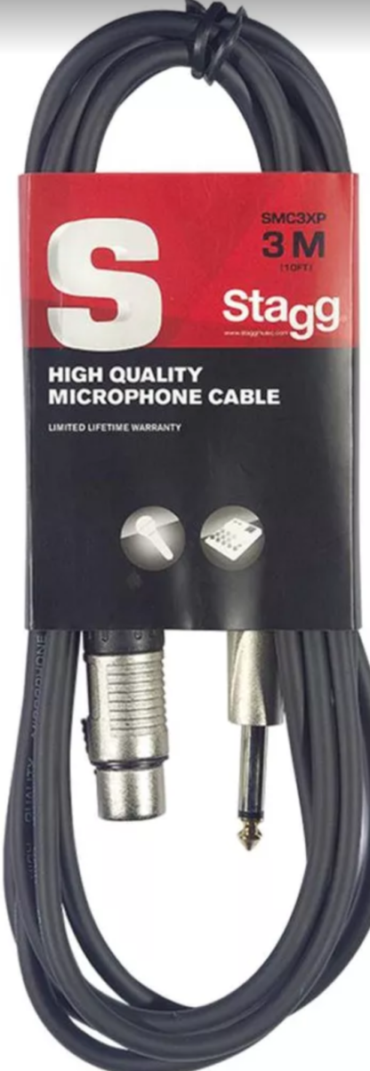 Cable canon/plug 3 metros STAGG, espesor 6mm