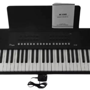 Teclado marca PARQUER 61 teclas tipo piano,con entrada para pedal sustain,300 sonidos,300 ritmos,display numerico,graba,salida USB,salida auricular y para amplificar,incluye fuente alimentación y atril partituras