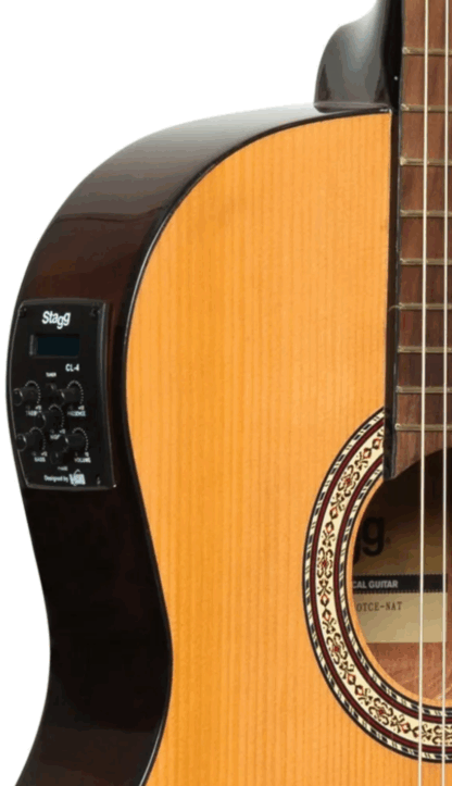 Guitarra electrocriolla STAGG tapa maciza pino abeto diapasón de nato,calidad MEDIO CONCIERTO,con equalizador activo y afinador,cuerdas Daddario - Imagen 3