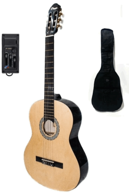 Guitarra electrocriolla PARQUER con eq activo 5 bandas,con tensor regulable,funda impermeable,madera de tilo