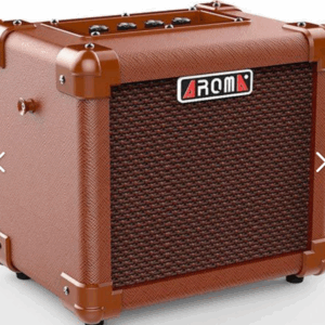 Amplificador para guitarra acústica AROMA de 10W,con dos entradas una para guitarra otra para micrófono,con volumen individual,salida auricular,entrada auxiliar