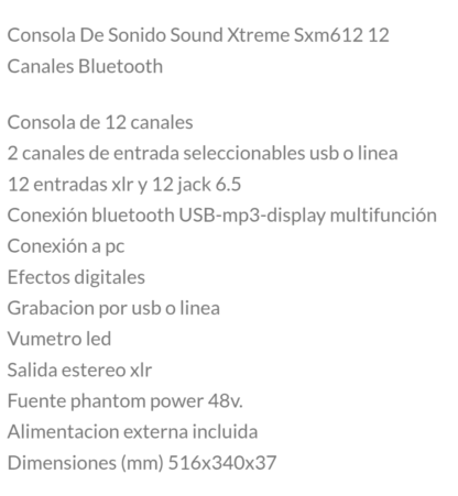 Consola de sonido profesional XTREME SOUND 12 CANALES,BT MP3 - Imagen 2