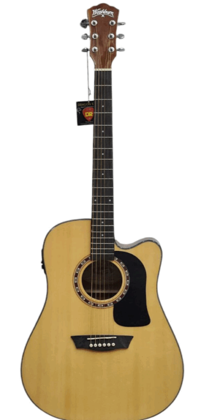 Guitarra electroacústica profesional marca WASHBURN ,modelo AD5CE APPENTICE series,diapasón palo Rosa,tapa pino abeto,lateral y fondo Mahogany,equalizador BARCUS BERRY LX4,clavijero profesional,equipada con cuerdas Daddario xp16 bronce fosforado - Imagen 2