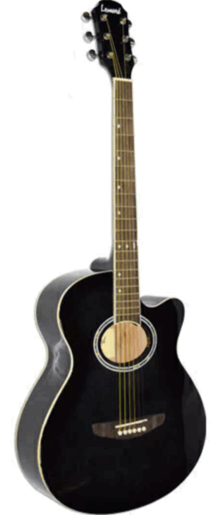 Guitarra acústica marca LEONARD tipo mini jumbo tapa maciza de abeto aro y fondo caoba clavijero precisión - Imagen 3
