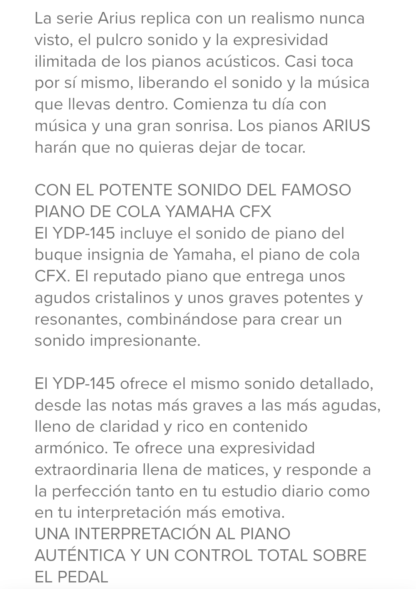 Piano YAMAHA ARIUS YDP145 con mueble - Imagen 4