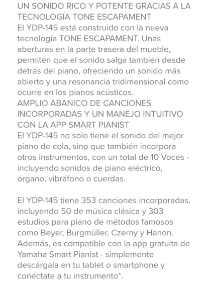 Piano YAMAHA ARIUS YDP145 con mueble - Imagen 6