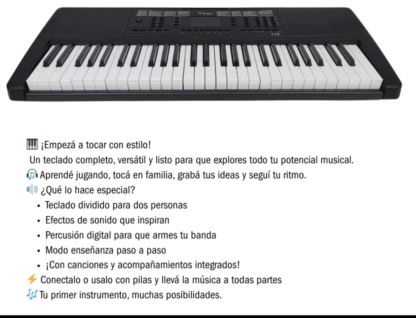 Teclado marca PARQUER modelo K15 ,54 teclas grandes tipo piano,300 sonidos alta calidad,300 ritmos incluye fuente de alimentación y atril de partitura,salida audio auricular y entrada de microfono - Imagen 2