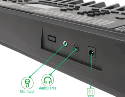 Teclado marca PARQUER modelo K15 ,54 teclas grandes tipo piano,300 sonidos alta calidad,300 ritmos incluye fuente de alimentación y atril de partitura,salida audio auricular y entrada de microfono - Imagen 7