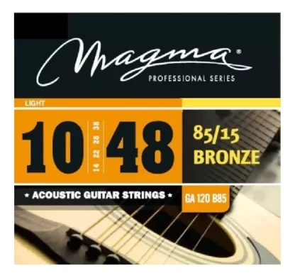encordado de seis cuerdas para guitarra acustica o electroacustica,marca MAGMA,aleacion bronce 85/15 tono calido y brillante para todos los estilos musicales
