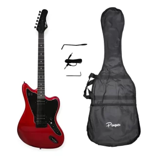 guitarra electrica PARQUER,tipo jaguar,cicuito activo y efecto delay incorporado,incluye funda impermeable,cable y correa