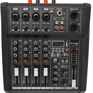 Consola potenciadas HUGEL KWDL06,6 canales balanceados BT y multiefectos 200w RMS