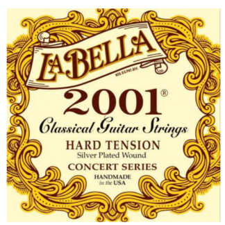 Seis cuerdas profesionales para guitarra clásica LA BELLA 2001,sonido rico exelente afinación y proyección destaca gran respuesta y durabilidad,las primeras cuerdas son muy elogiadas por su volumen,excepcional comodidad al tacto