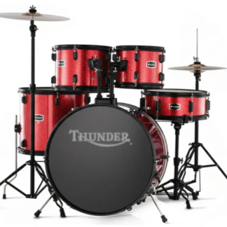 Batería para adultos 5 cuerpos THUNDER,con set fierros ,platillo crash 16",hi hat 14",banqueta,medidas rock 12,13,14,16 y bombo 22,herrajes negros