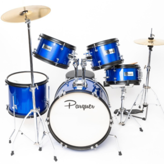 Batería juvenil 5 cuerpos PARQUER medidas ,bombo 16",redoblante 10",Toms flotantes de 8" y 10",Tom de pie 12",con soporte hi hat medida 10",y crash de 12",pedal bombo y banqueta