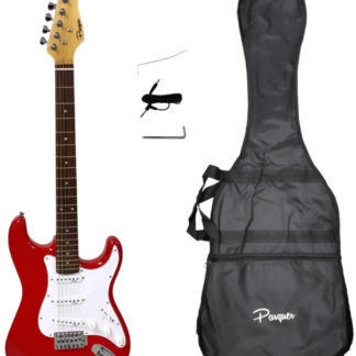 Guitarra electrica PARQUER tipo strato tres micrófonos llave 5 puntos diapasón palorosa,palanca,incluye funda,cable y púas de regalo