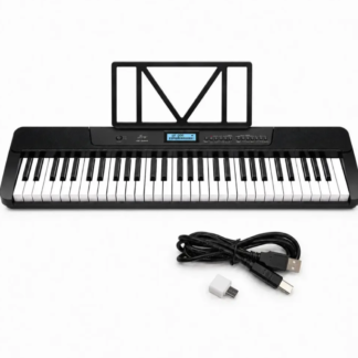 Teclado marca JOY JLK292, sensitivo 430 sonidos alta calidad 300 acompañamientos automáticos USB graba entrada pedal sustain teclas tipo piano
